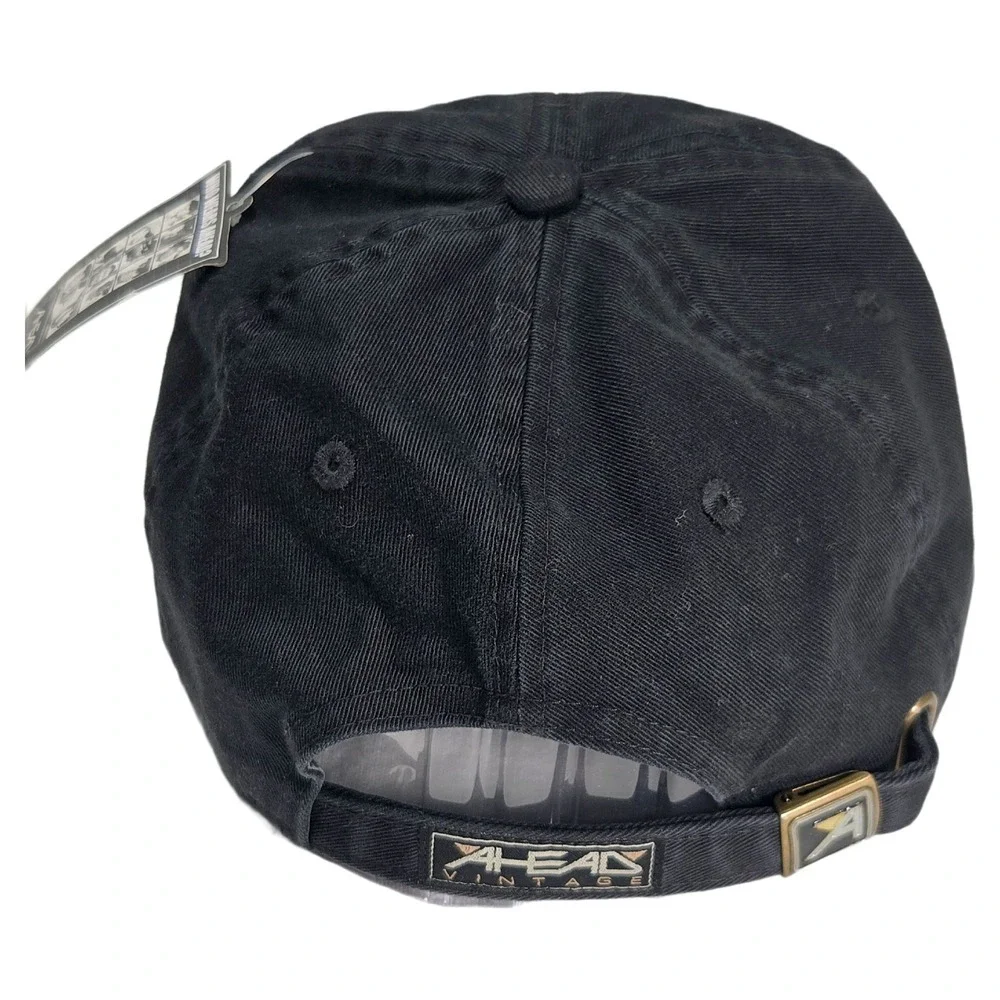 Ahead Klub Sport Racing Classic Cut Black Adjustable Cotton Strapback Cap NWT
